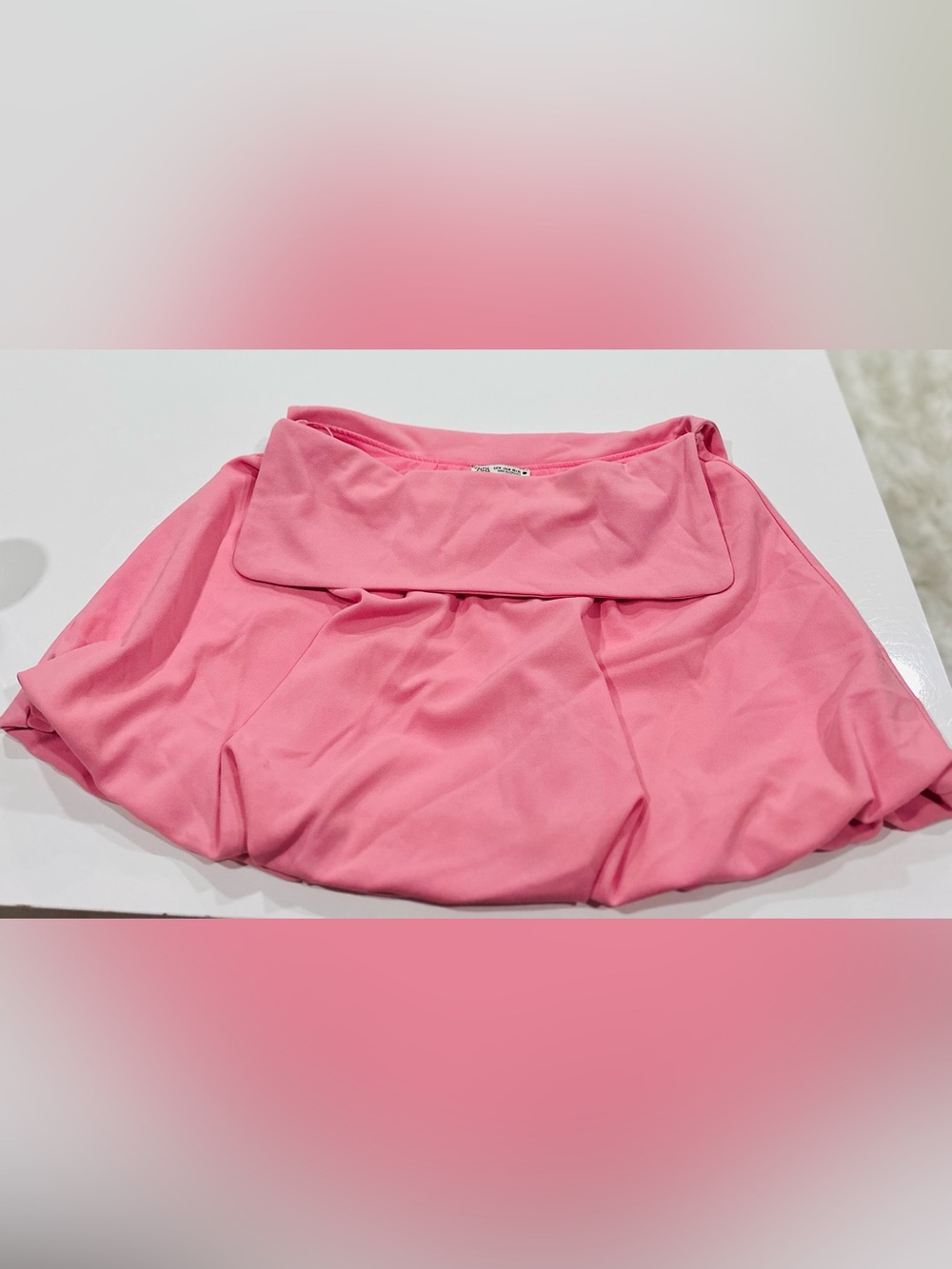 Zara Pink Fold-Over Waist Skater Skirt